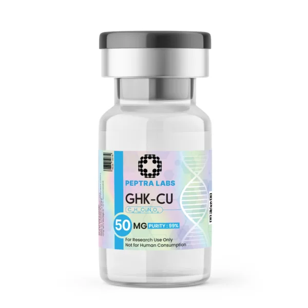 GHK-CU 50mg research vial, sealed, labelled, research use only