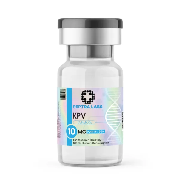 KPV 10 mg – lahvička s výzkumným peptidem, čistota 99 % na etiketě, Peptra Labs