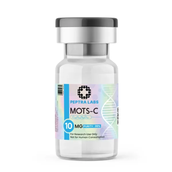 MOTS-c 10 mg – lahvička s výzkumným peptidem, čistota 99 % na etiketě, Peptra Labs