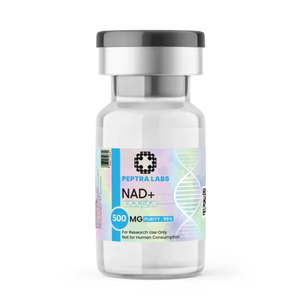 NAD+ 500 mg – lahvička s výzkumnou látkou, čistota 99 % na etiketě, Peptra Labs