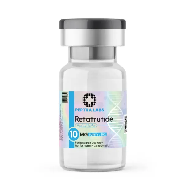 Retatrutide 10 mg - lahvička s výzkumným peptidem, čistota 99 % na etiketě, Peptra Labs