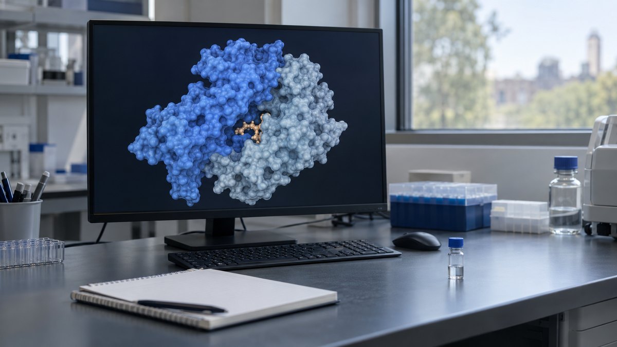Simulace tirzepatidu GLP-1R na laboratorním monitoru